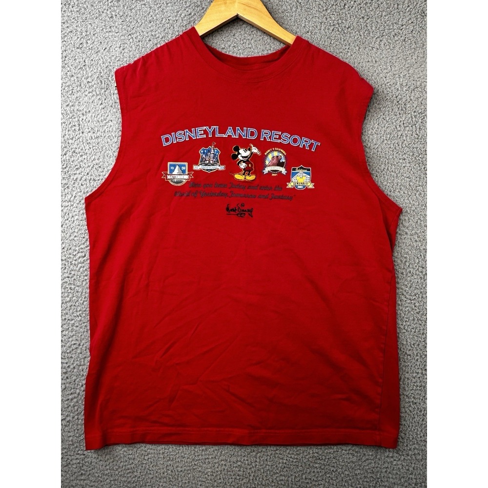 Disneyland Resort Shirt Mens XL Red Sleeveless Tank Mickey Mouse Matterhorn